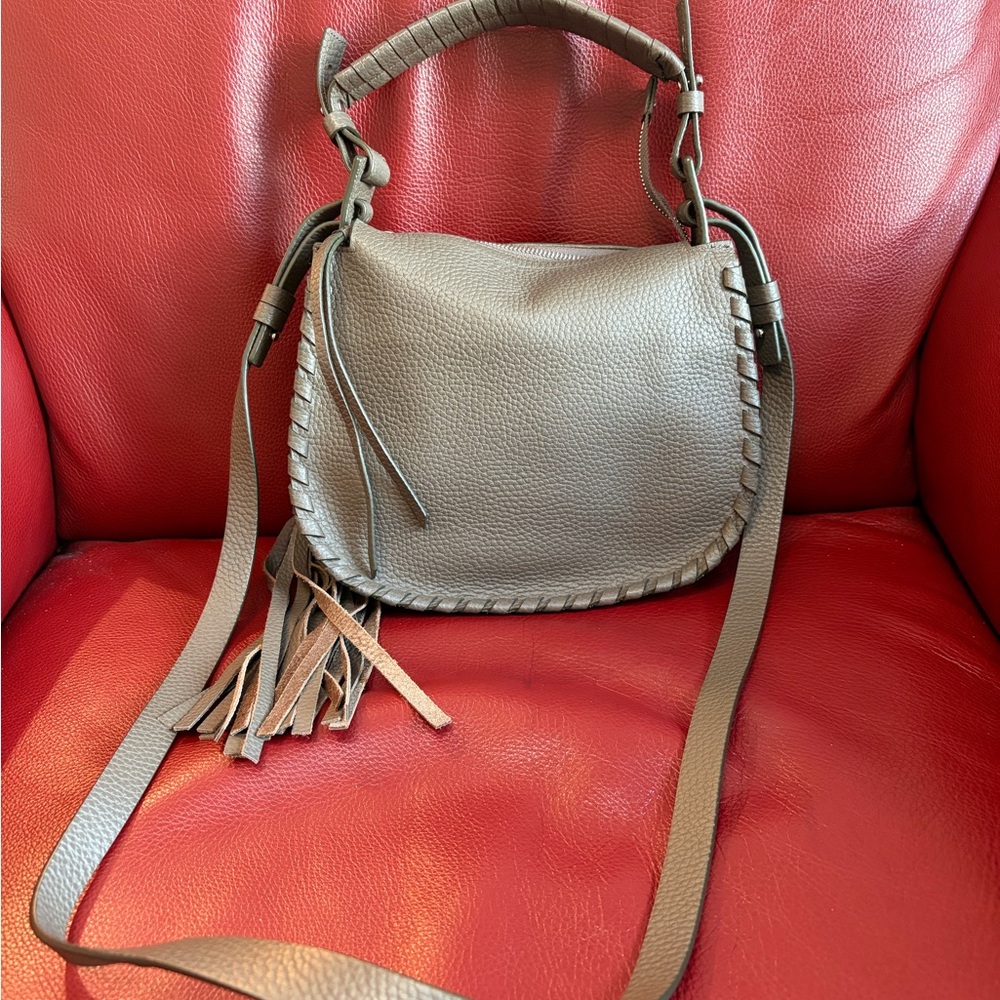 New All saints Elegant Gray Leather Shoulder / crossbody Bag